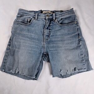 Jag Denim Shorts Raw Hem Stretch Blue Jean Shorts Women's Sz 6 Distressed Thrash